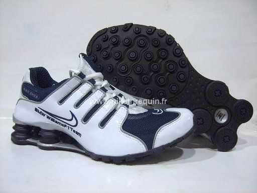 Fonctionnelle Nike Shox Nz Chaussures Blanches Marine Fonce